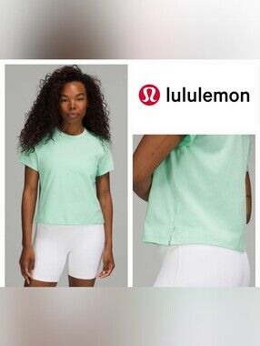 Lululemon Classic-Fit Cotton-Blend T-Shirt Wild Mint Green Sz 6